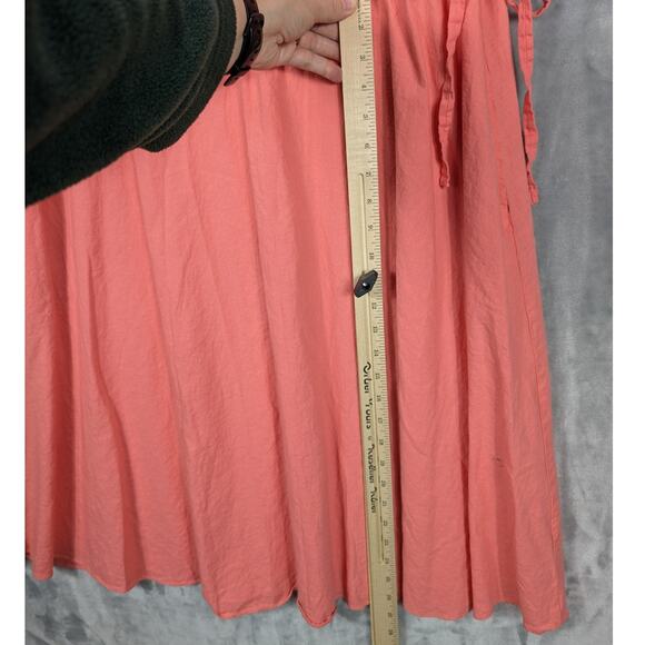 Anne Klein Dress Womens 16 Linen Blend Drawstring Waist Midi Coral Wedding Party - Picture 4 of 10